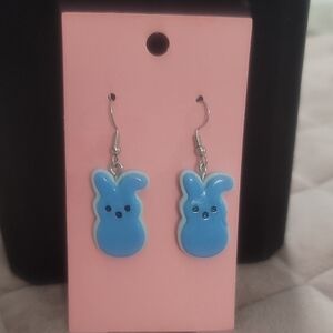 Blue Bunny Earrings For Easter Spring